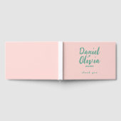 Roze en groene Wavy bruiloft Gastenboek (Volledig)