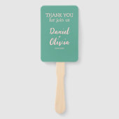 Roze en groene Wavy bruiloft Handwaaier (Voorkant)