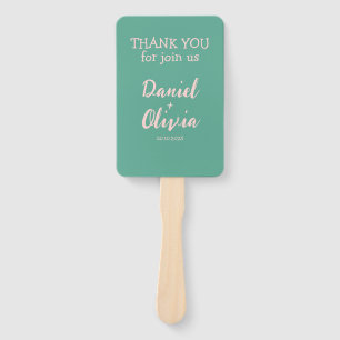 Roze en groene Wavy bruiloft Handwaaier