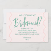 Roze en groene Wavy bruiloft Kaart (Voorkant)