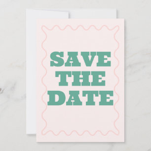 Roze en groene Wavy bruiloft Save The Date