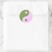 Roze en Groene Yin Yang Symbool Ronde Sticker (Tas)