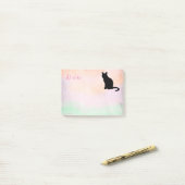 roze en groene zwarte kat, aangepast om jouw naam  post-it® notes (Op bureau)