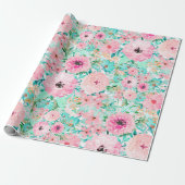  roze en handbedekking met handbediende waterverf cadeaupapier (Uitgerold)