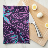 Roze en helderblauwe bloemen theedoek (Quarter Fold)