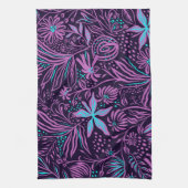 Roze en helderblauwe bloemen theedoek (Verticaal)