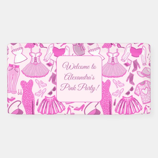 Roze en hete roze modepatroon spandoek (Horizontaal)