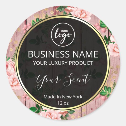  roze en houtenkaarsen ronde sticker (Voorkant)