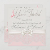 Roze en ivoor Butterflies en de Uitnodiging van de (Voorkant / Achterkant)