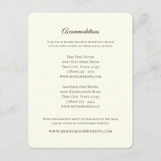 Roze en ivoren bruiloft informatie informatiekaartje (Achterkant)