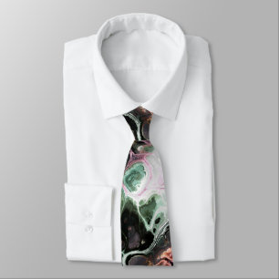 Roze en jade groene marmer stropdas-kleurstof stropdas