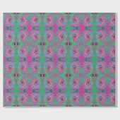 Roze en kalkgroene roovy Abstract Retro Swirl Cadeaupapier (Vlak)
