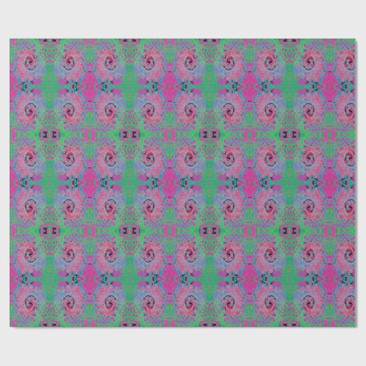 Roze en kalkgroene roovy Abstract Retro Swirl Cadeaupapier (Vlak)