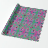 Roze en kalkgroene roovy Abstract Retro Swirl Cadeaupapier (Uitgerold)