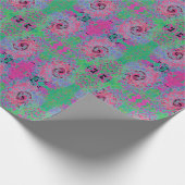 Roze en kalkgroene roovy Abstract Retro Swirl Cadeaupapier (Hoek)