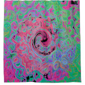 Roze en kalkgroene roovy Abstract Retro Swirl Douchegordijn (Voorkant)