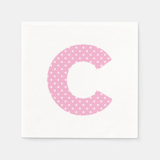 Roze en kleine witte polkadot vetgedrukte C monogr Servet