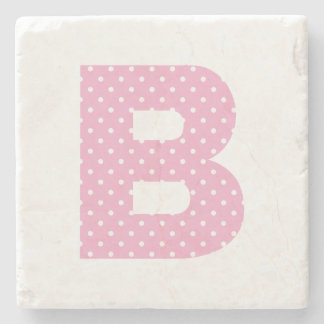 Roze en kleine witte polkadot vette B monogram Stenen Onderzetter