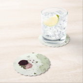 roze en kool bloemen groen kartonnen onderzetters (Insitu)