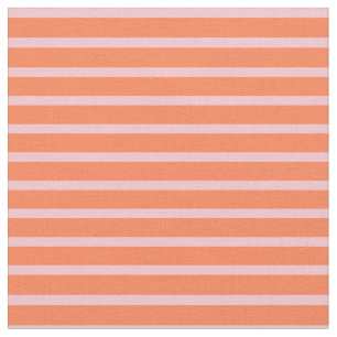 Roze en koraal gekleurd gevoerd/gestreepte patroon stof