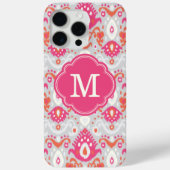 Roze en koraal Ikat Custom Monogram Case-Mate iPhone Case (Achterkant)