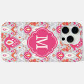 Roze en koraal Ikat Custom Monogram Case-Mate iPhone Case (Achterkant (horizontaal))