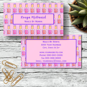 Roze en koraal nagellak ontwerp visitekaartje