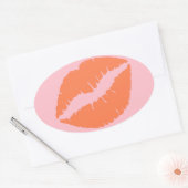 Roze en koraallippen ovale sticker (Envelop)