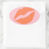 Roze en koraallippen ovale sticker (Tas)