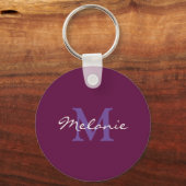 Roze en lavendel gepersonaliseerd monogram sleutelhanger (Voorkant)