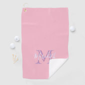 Roze en Lavender Multi Colour Monogram Naam Golfhanddoek (Insitu)