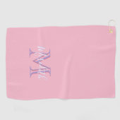 Roze en Lavender Multi Colour Monogram Naam Golfhanddoek (Horizontaal)