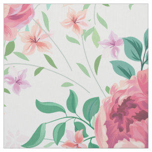 Roze en lavender  rozen patroon stof