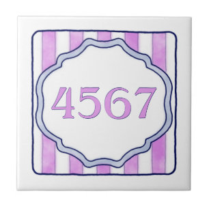 Roze en lavender Small House Number Tegeltje