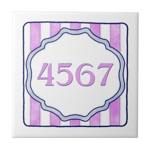Roze en lavender Small House Number Tegeltje (Voorkant)