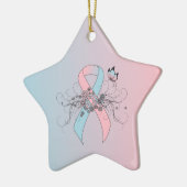 Roze en lichtblauw bewustzijn lint Butterfly Keramisch Ornament (Links)