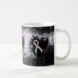 Roze en lichtblauw lintje bewustzijn Grunge Heart Koffiemok