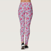 Roze en lichtblauwe gerbera madeliefje gebloemd ge leggings (Achterkant)