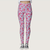Roze en lichtblauwe gerbera madeliefje gebloemd ge leggings (Voorkant)