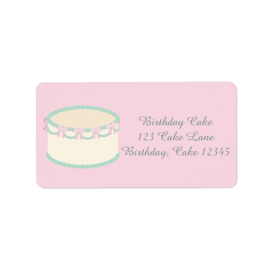 roze en lichte groene vanilla Birthday Cake Etiket (Voorkant)