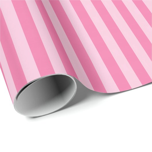 Roze en lichtroze strepen cadeaupapier (Rol Hoek)