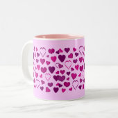  roze en lila cartoon harten mok (Voorkant links)