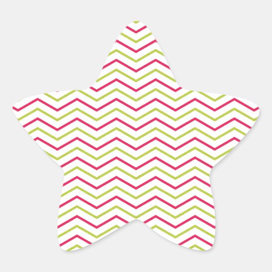 Roze en Limoen Chevron Ster Sticker (Voorkant)