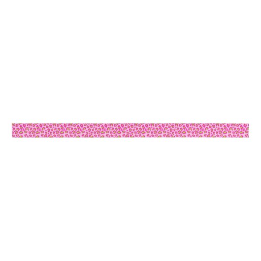 Roze en Limoen Leopard Cheetah Print Grosgrain Lint (Voorkant)
