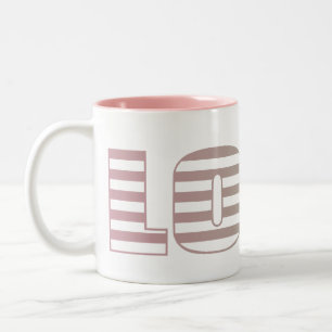 Roze en Limoen Love Stripes Tweekleurige Koffiemok