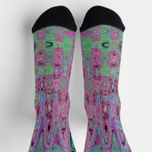 Roze en limoengroene groovy abstracte atomaire gol