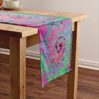 Roze en limoengroene groovy abstracte retro draaik lange tafelloper
