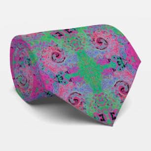 Roze en limoengroene groovy abstracte retro draaik stropdas