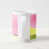 Roze en limoengroene patchwork abstract extra grote beker (Achterkant)