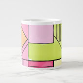 Roze en limoengroene patchwork abstract extra grote beker (Voorkant)